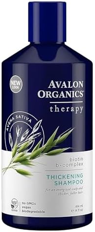 Avalon Organics Therapy Biotin B-Complex Thickening Shampoo, For an Energized Scalp and Thicker, Fuller-Looking Hair, 14 Fluid Ounces