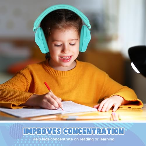 Image of ProCase Kids Noise Cancelling Headphones Ear Hearing Protection, Teal | Ear Defenders for Monster Jam Truck Firework Focus, Noise Reduction Canceling Ear Muffs for Sensory Autism Toddler Children