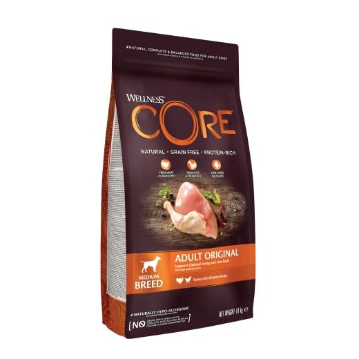 Wellness Core Original, Croquettes pour Chien de Taille Moyenne, Naturelles et Sans Céréales, Dinde/Poulet, 1.8 kg