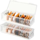BATINO 2Pack Cable Management Box with Lid, Cable Storage Box Data Cables Tidy Bo x with 7 Compartments, Charging Cables Organiser Bo x Cord Organiser Bo x for Office, Home Charger Storage, Clear