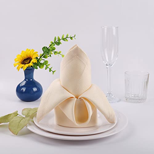 Cloth Napkins Set Of 6,Ivory Linen Cotton, Washable,Reusable Napkins 20" X 20", Soft, Durable Napkins For Everyday Use, Weddings,Restaurant,Hotel,Christmas, Thanksgiving Day, Banquet…… #TOP6