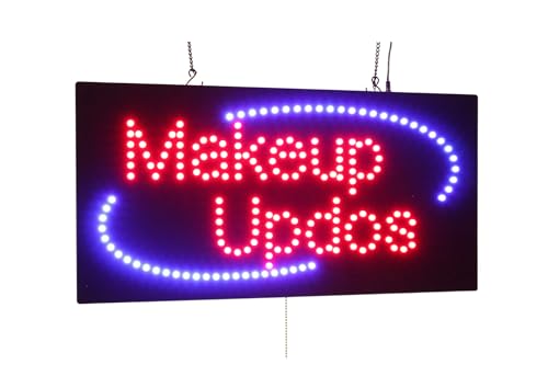 Panneau LED Maquillage Updos enseigne lumineuse grand format pour vitrine