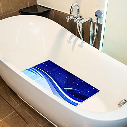 Tapis de salle de bain bleu moderne à ventouses pour douche