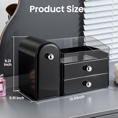 Image of Makeup Organizer,Vanity Organizer with Makeup Brush Holder,Large Skincare Organizers with Drawers,Bathroom Countertop Organizer,Storage Lipstick,Perfume,Nail Polish,Beauty,Gifts for Woman