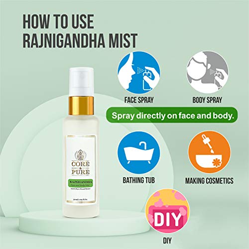 Image of CORE & PURE Rajnigandha Face and Body Mist Spray- Helps in Matured Skin |100% Natural Hydrosol, Floral Water|- 50ml