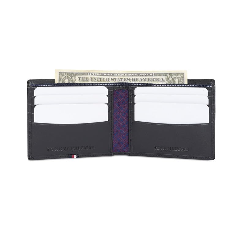 Image of Tommy Hilfiger Men's Leather Wallet Zadar | 8 Card Slots | Slimfold | Black