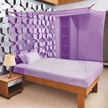 MJ Traders Mosquito Net/Machhardani - Polycotton Mosquito Net for Bed- Durable Rectangular Mosquitos Net for Insects & Bugs Protection Mosquito Net for Home (7 x 7, Purple)