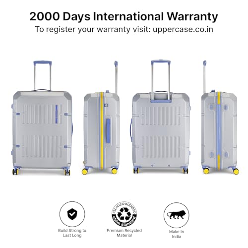 Image of uppercase Hexa Large Solid Trolley Bag with TSA Lock, Durable for Travel, RCS Certified for Sustainability, Anti-Theft Zippers and Double Wheels, Suitcase for Men & Women
