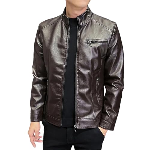 Veste de moto en cuir hommes blouson PU décontracté zippé