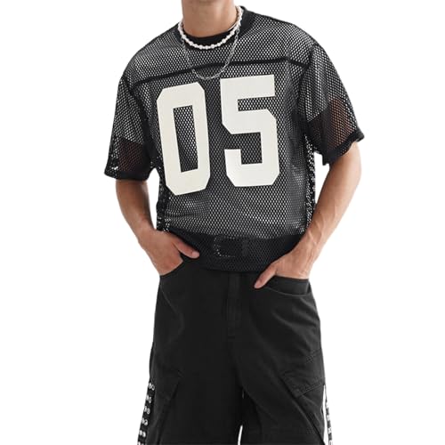 Amazon.com: Men's Jersey Shirts Mesh Number Graphic Crew Neck