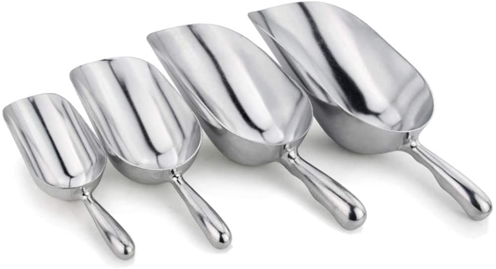 Pala para hielo de acero inoxidable, pala para caramelos, pala para hielo, pala para basura seca, pala para productos secos, pala para especias, plateada 30,5 x 12 cm (12 x 5 pulgadas) (plata 27,5 x