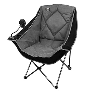 Oversized Folding Camping Chairs,Portable Heavy Duty Outdoor Padded Lawn Chair w/Phone Holder,Cup Holder Perfect for Adults Picnic,Parties,Picnics and Beach Trips,Black