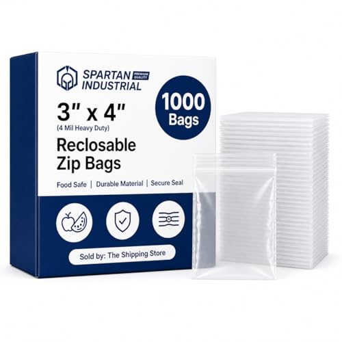 3” X 4” (1000 Count) 4 Mil Thick Clear Reclosable Zip Plastic Poly Bags