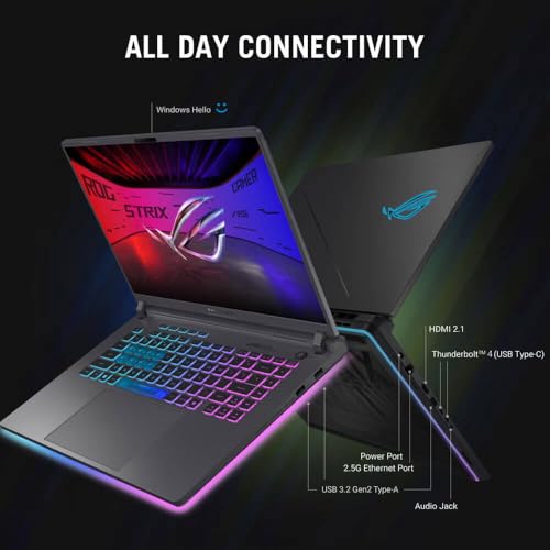Image of ASUS ROG Strix G16 (2025) Gaming Laptop, 16 inch 16:10 FHD+ 165Hz /3ms Display, NVIDIA GeForce RTX 5060 Laptop GPU, Intel Core i9 Processor 14900HX, 16GB DDR5-5600, 1TB PCIe SSD, Wi-Fi 7, Win 11 Home