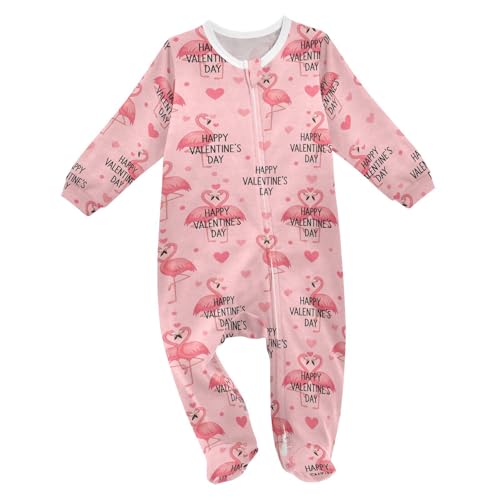 Emelivor Flamingo Valentines Pink Baby Newborn One-Piece Pajamas Cotton Sleepwear Outfits for Boys Girls