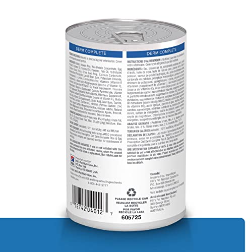 Hill's Prescription Diet Derm Complete Rice & Egg Recipe Wet Dog Food, Veterinary Diet, 13 Oz. Cans, 12-Pack #TOP1