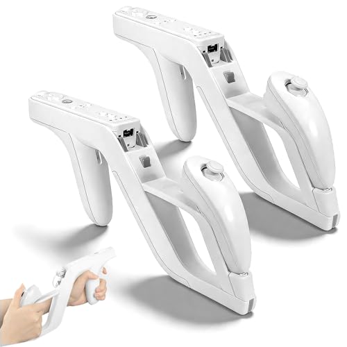 Image of GLCONN Wii Remote Controllers Shooting Game Wii u Zapper Gun Grip-Wii & Wii U Remote Game Suitable Hunting Guns for Wii Accessories,White,2 Pack