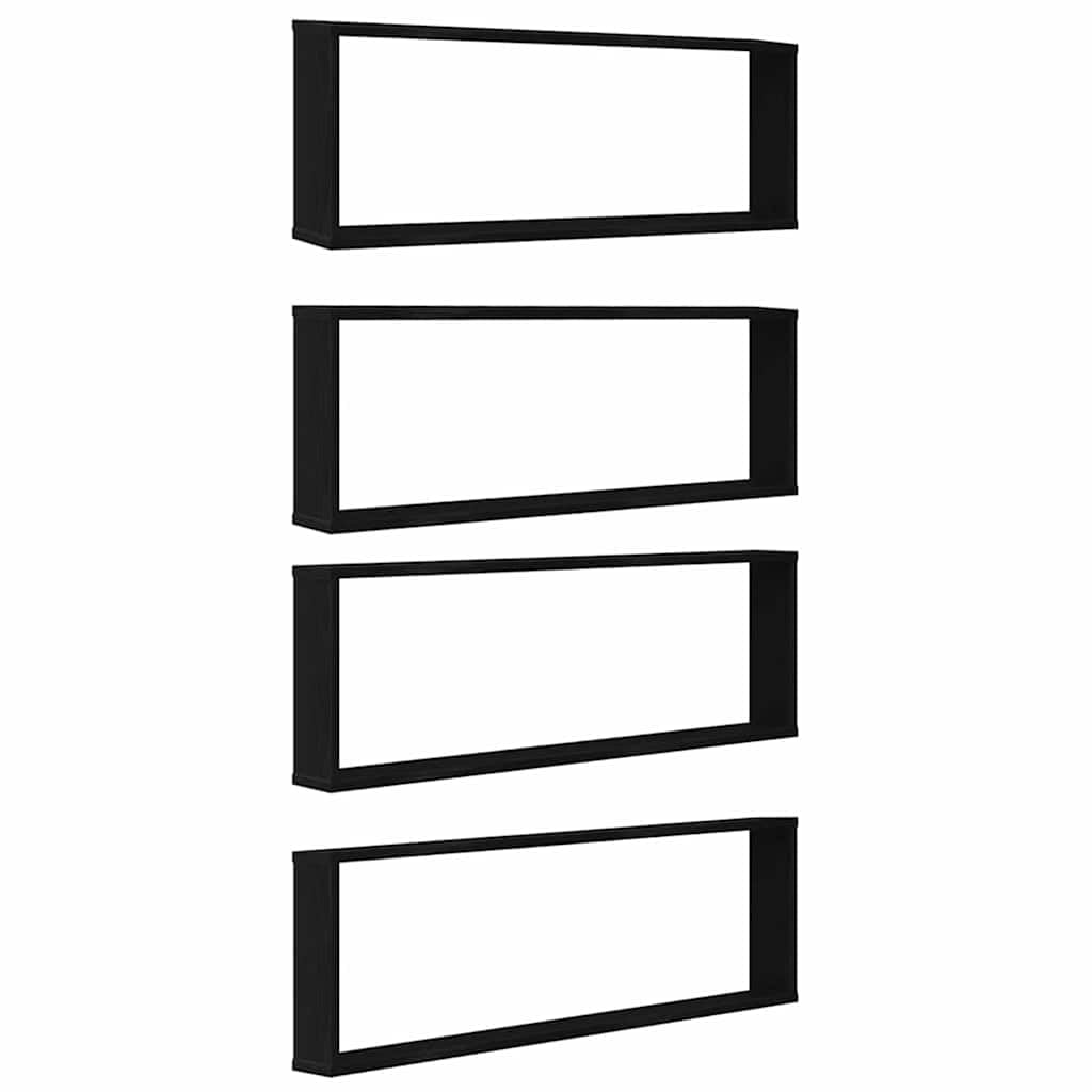 Étagères murales cube 4 pcs chêne noir 100x15x30 cm bois