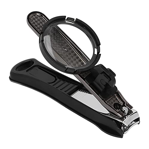Nail Clippers with Magnifying Glass, Stainless Steel Fingernails & Toenails Clippers for Elderly with Removable Magnifying Glass, Fingernail Clippers for Seniors(Black)