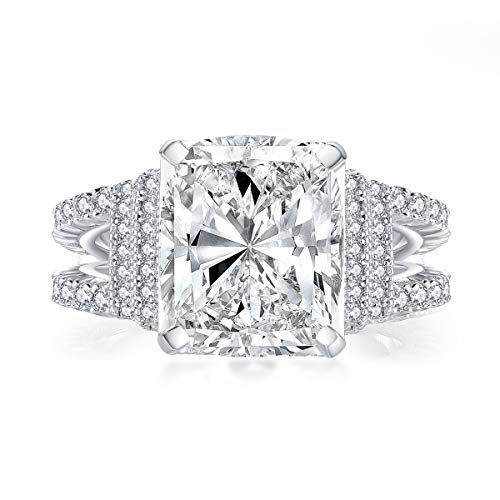 AINUOSHI 5 Carat Cushion Cut Cubic Zirconia CZ Vintage Promise Wedding Engagement Rings for Women Sterling Silver, Ring Sizes 5 to 82