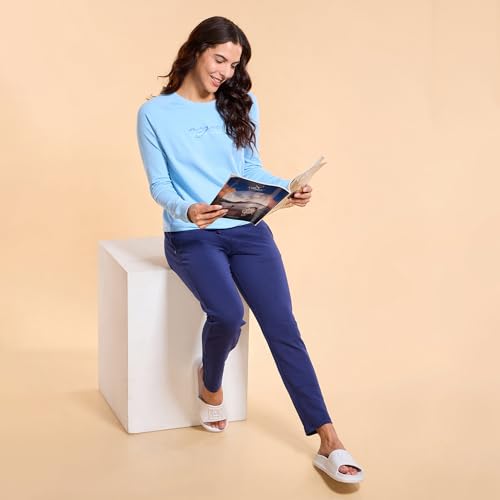 Image of Enamor Mid Rise Ankle Length Drawstring Relax Pants for Women - Slim Fit, Stretch French Terry - E060