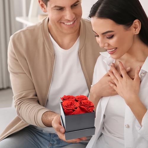 Preserved Flowers in a Box - Forever Roses Girlfriend Gift Ideas, for Sister, Mom, for Wife, Bride Gift, Anniversary, Valentines Gift for Her, 4 Infinity Roses in a Box3