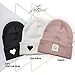 Atticus Poetry Cuffed Beanie for Women, Lightweight Acrylic Beanie for Year Round Wear - with Patch or Embroidered- One Size - Off White Heart