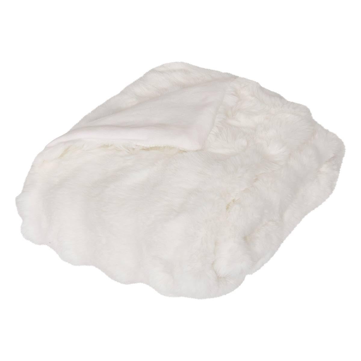 Plaid fausse fourrure 3D zephy blanc couverture de canapé douce Atmosphera 160x120