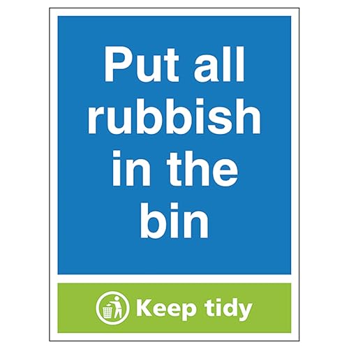 Panneau de sécurité en plastique rigide Put All Rubbish In The Bin 300x400 mm