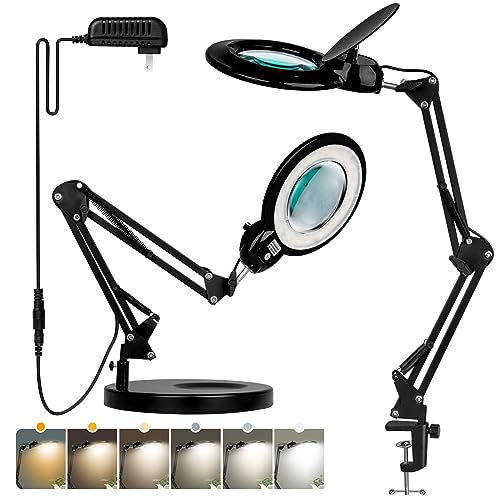 10X Magnifying Glass with Light and Stand, KIRKAS Upgrade Infinite Color Modes & stepless Brightness LED Magnifying lamp with Clamp, 2-in-1 Lighted Magnifier Lamp for Craft Reading Hobby Close Work 10X Magnifying Glass with Light and Stand, KIRKAS Upgrade Infinite Color Modes & stepless Brightness LED Magnifying lamp with Clamp, 2-in-1 Lighted Magnifier Lamp for Craft Reading Hobby Close Work