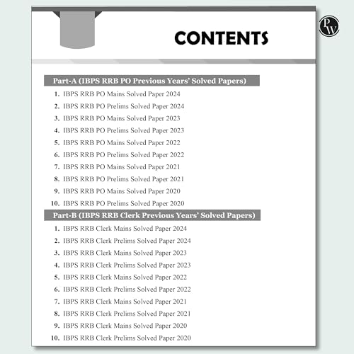Image of PW 20 Yearwise IBPS RRB PO & Clerk Prelims & Mains Previous Years' Solved Papers PYQ (2024-2020) For Exams 2025-26 | Officers Scale-l & Office Assistants | 10 Online Mock Tests