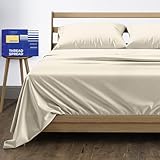 Thread Spread True Luxury 100% Egyptian Cotton - Genuine 1000 Thread Count 4 Piece Sheet Set- Color Cream,Size Queen - Fits Mattress Upto 18'' Deep Pocket