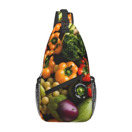 Morrales tipo bolso con estampado de frutas y vegetales miniatura 1