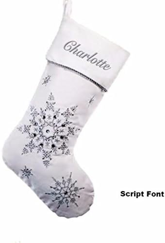 DIBSIES Personalized Sparkling Snowflakes Christmas Stocking (Silver)
