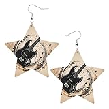 Pendientes de estrella para guitarra, bajo, con estampado de instrumentos musicales, elegantes y hermosos, ligeros, colgantes para mujeres y niñas