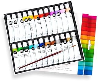 perfect ideaz Zestaw farb akrylowych  nietoksyczne  24 x 12 ml z pędzlem  malowanie dla dzieci i dorosłych