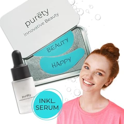 Wiederverwendbare Augenpads aus 100% Silikon SET mit Hyaluron Augenserum gegen Augenringe feuchtigkeitsspendend Tränensäcke Falten Cover