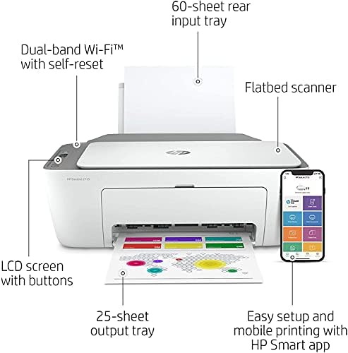 Amazon.com: HP DeskJet 2755 Impresora todo en uno (3XV17A) y tinta  instantánea $5 código prepago : Productos de Oficina