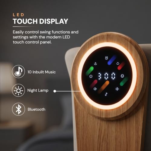 Image of BAYBEE 3-in-1 Electric Wooden Cradle for Newborn Baby | Baby Bassinet, Cribs & Cots with 5 Speed Automatic Swing & 3 Height Adjustable | Bedside Crib for Baby with Remote, Touch Panel, Music & Storage