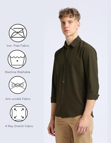 Image of SaintX Men's Premium Solid Formal Shirt | Slim Fit | Plain Full Sleeve | Feather Touch Soft Finish | Wrinkle Resistant | No Ironing Required | 360 Highly Stretchable Fabric