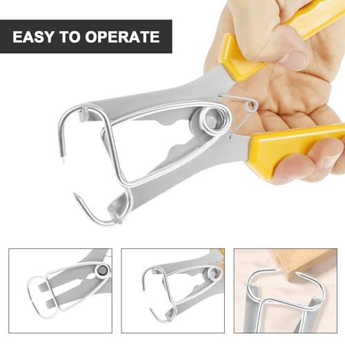 17-tlg Gehrungsfederklemme Set Ultra starke Edelstahl Miter Spring Clips + Federklemmzange & Aufbewahrungsring, 0-2\ Spannweite, rostfreie Gehrungsklemmen für Bilderrahmen Formteile Holzbearbeitung