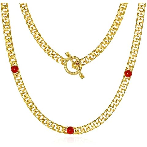 VACRONA Gold Choker Necklace for Women 14K Gold Plated Evil Eye Choker Delicate Long Gold Cuban Link Chain Green Cubic Zirconia Trendy Necklaces Jewelry Gift Cover