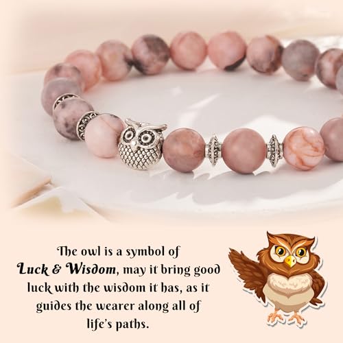 "Lucky Owl Bracelet for Women Teen with Owl Charm and Natural Stone as Birthday Chrismas Gifts4
