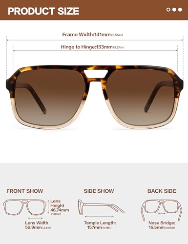 Image of BIRCEN Mens Acetate Polarized Sunglasses: Retro Square Sun Glasses UV400 Protection Anti-Glare Shades for Driving Travel