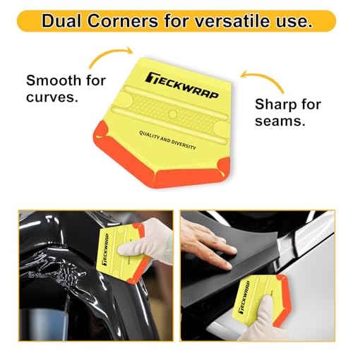 Image of TECKWRAP Felt Squeegee for Vinyl Car Wrap Window Tint - 4PCS, Soft Yellow