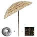 Produktbild mit Neigungsfunktion Hawaii Tiki Sonnenschirm Gartenschirm Sonnenschirm Hawaii Strandschirm Natürliche Farbe Mit Regenschirmbasis und Wassersack Höhenverstellbar Terrassenschirm