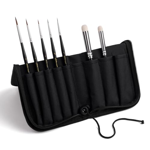 Image of Kolinsky Sable Miniature Paint Brushes - Golden Maple 7pcs Detail Paint Brushes Drybrushes for Acrylic Watercolor, Small Fine Detail Paint Brush Set for Mini Paints (Black)