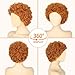 Maazusa Orange-red curly wig and oversized jewelry set with curly hair, headpiece, necklace, bracelet with fashionable glasses - perfect for Halloween and cosplay!
