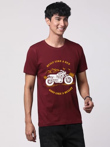 Image of ADRO Men's Royal Bike Design Printed 100% Cotton T-Shirt - Regular Fit, Printed T-Shirts for Men