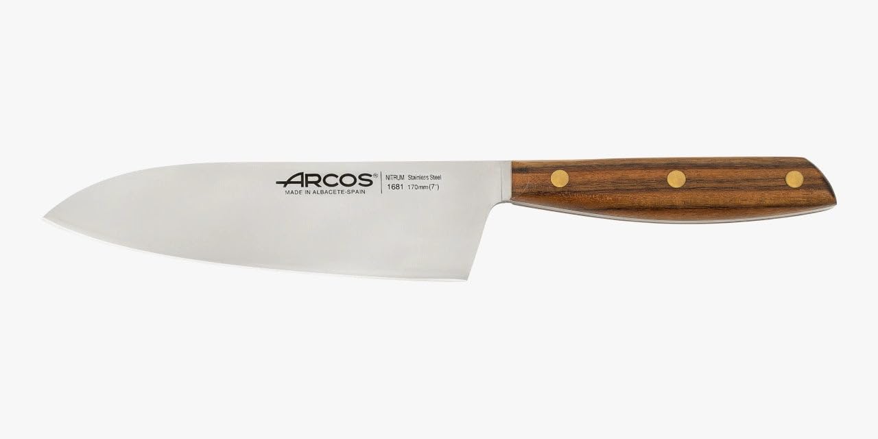 Arcos Nordika Serie Deba Messer - Edelstahl NITRUM - Klinge 170 mm - Griff aus 100% natürlichem Ovengkol Holz aus FSC-zertifizierten Wäldern - Verpackung 100% recycelt